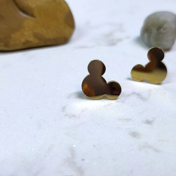 Stainless steel gold colour mickey mouse studs - Picture 3 of 5